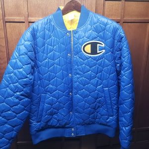 Champion Blue & Yellow Reversible Quilted Light Puffer Jacket - L